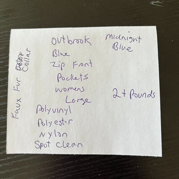 Outbrook Womens Faux Fur Collar Zip Jacket Midnight Blue Size Large Pockets - Picture 10 of 10